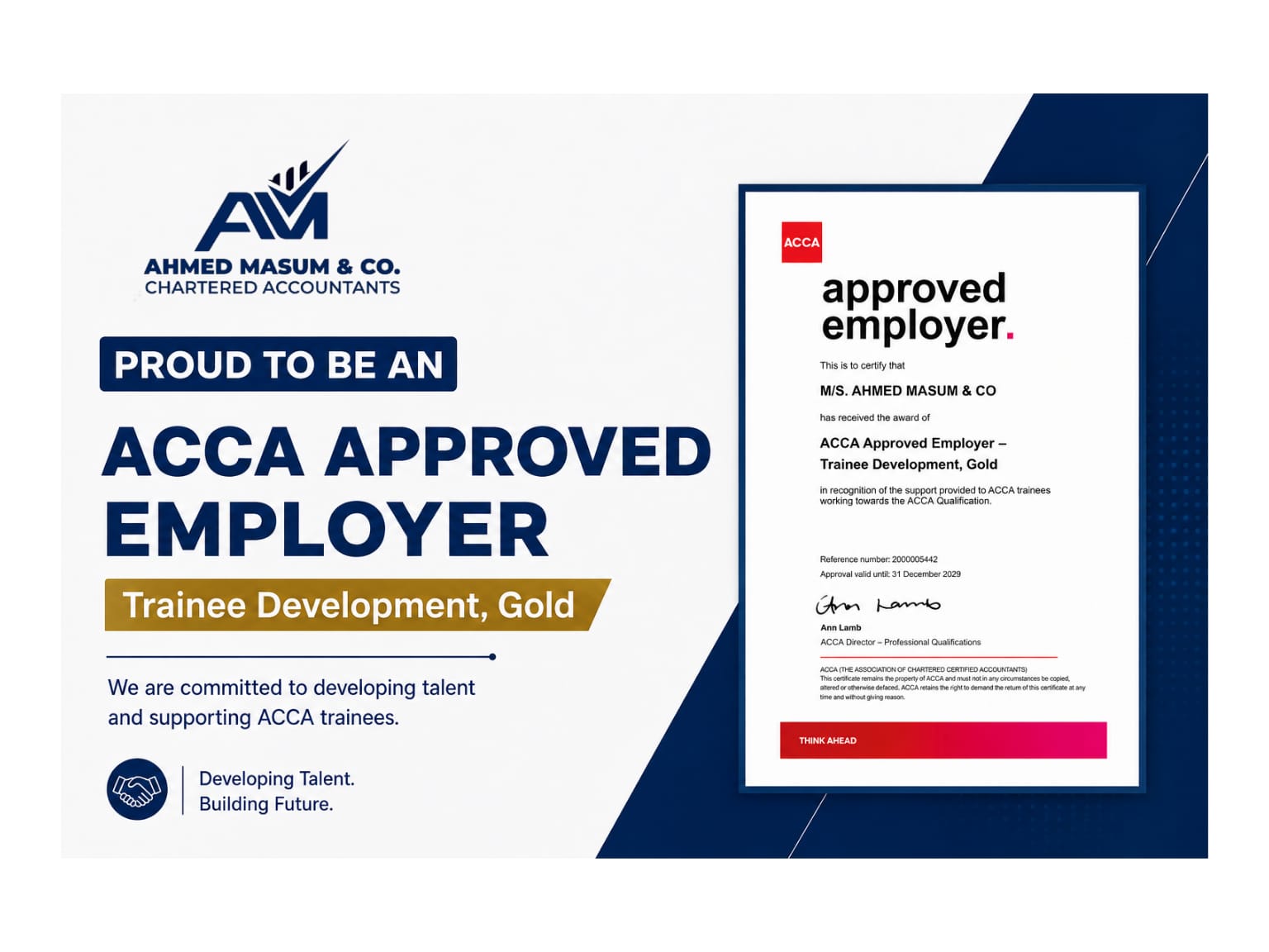 ACCA Approved Employer (Trainee Development, Gold)
